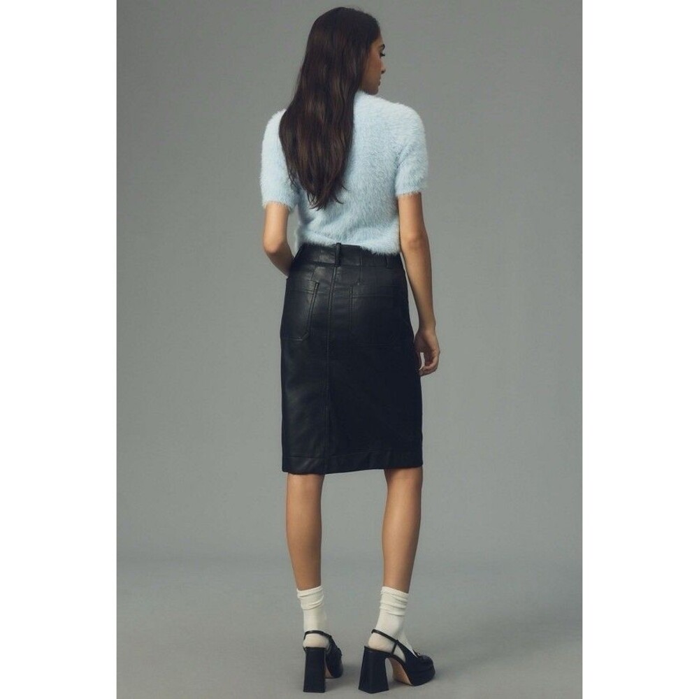 ANTHROPOLOGIE MAEVE Women's Colette Straight Pencil Skirt MEDIUM Faux Leather - Picture 13 of 16